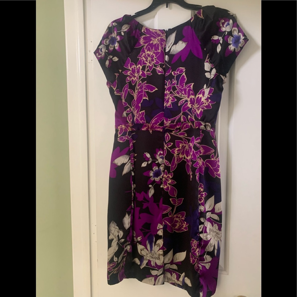 100% Silk Short Sleeve Flower Print Dress